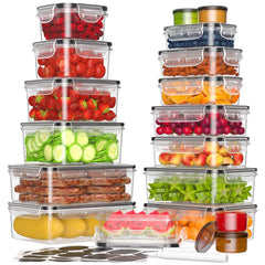 KEMETHY 36-Piece Food Storage Containers with Lids Airtight(18 Containers & 18 Lids) Plastic Food Containers for Pantry & Kitchen Storage and